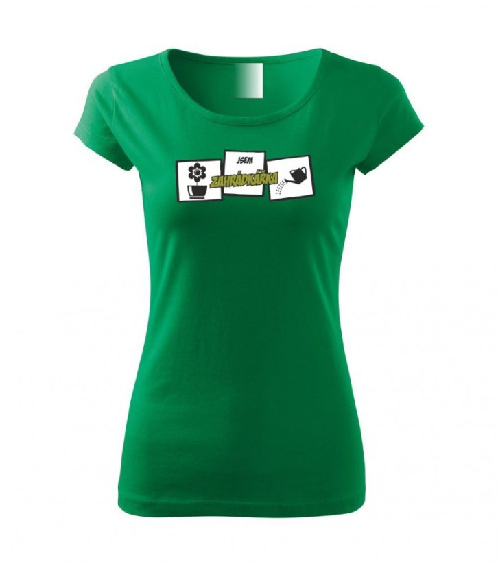 Dámské tričko - Jsem zahrádkářka - Barva: Středně zelená