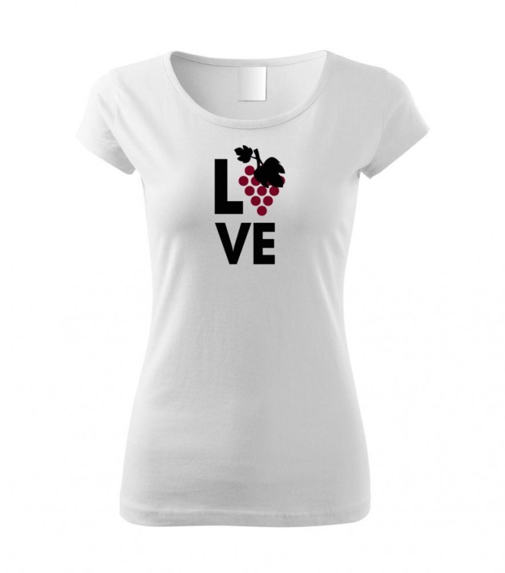 Dámské tričko - Love červené víno - Barva: Bílá