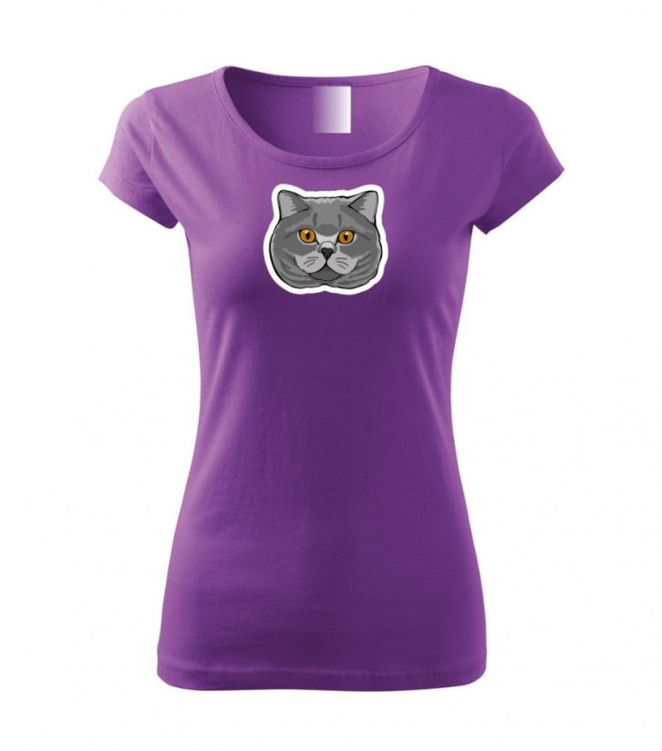 Dámské tričko - Kočka britská modrá - Barva: Fialová