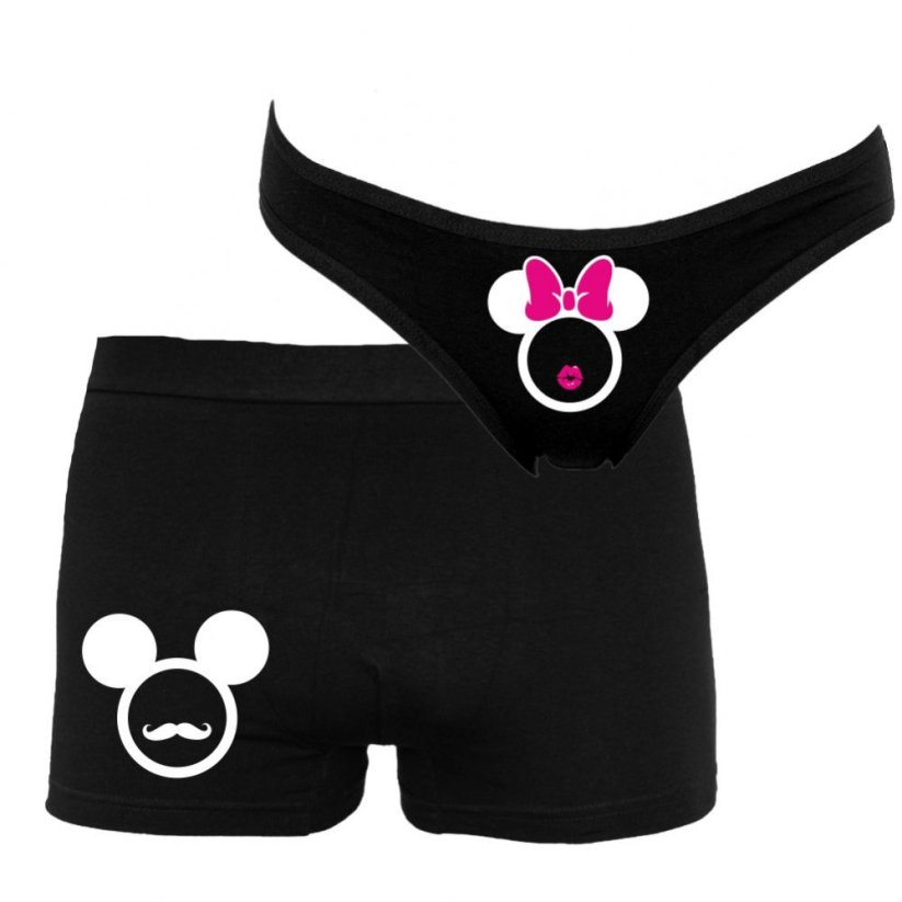 Boxerky a kalhotky - Mouse couple - Barva: Černá