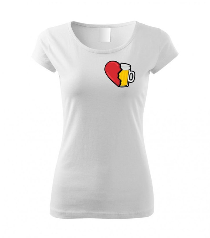 Dámské tričko - Pivní srdce - Barva: Bílá