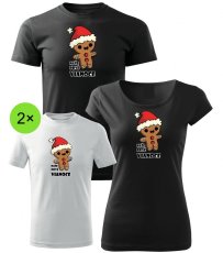 Vianočný rodinný set - 4x Tričko - Perníček - Naše prvé Vianoce