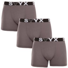 3PACK pánské boxerky Styx long sportovní guma tmavě šedé (3U1063)
