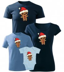 Vianočný rodinný set - Detské tričko a body - Perníčci