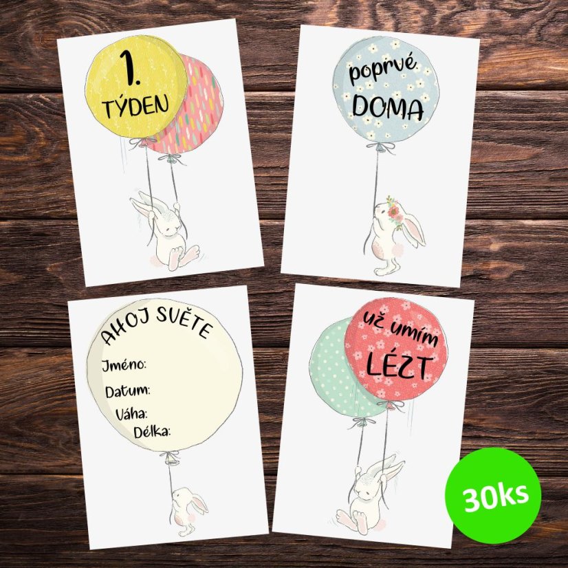 Dětské milníkové kartičky - Králíčci - Povidlo.cz