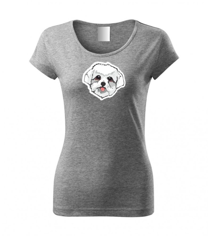Dámské tričko - Maltézský psík - Barva: Tmavě šedý melír