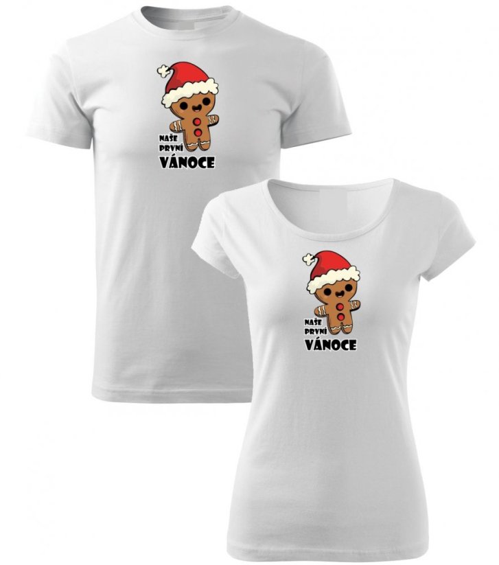Vánoční párová trička - Perníček - Naše první Vánoce