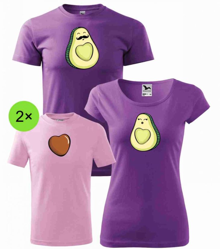 Rodinný set - 4x Tričko - Avokádo