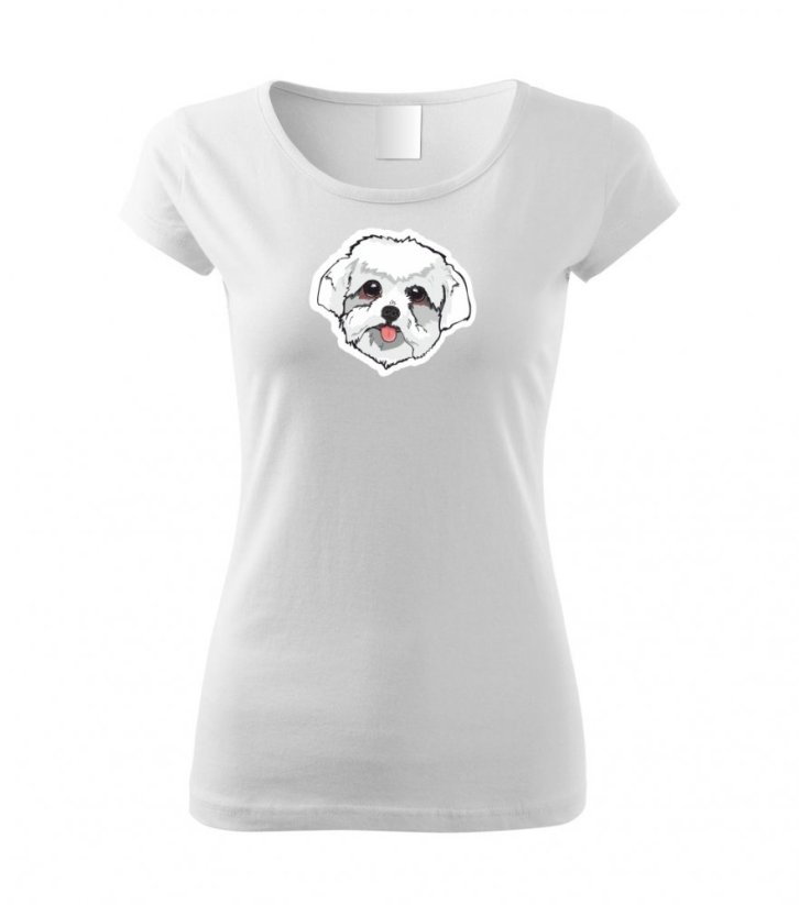 Dámské tričko - Maltézský psík - Barva: Bílá