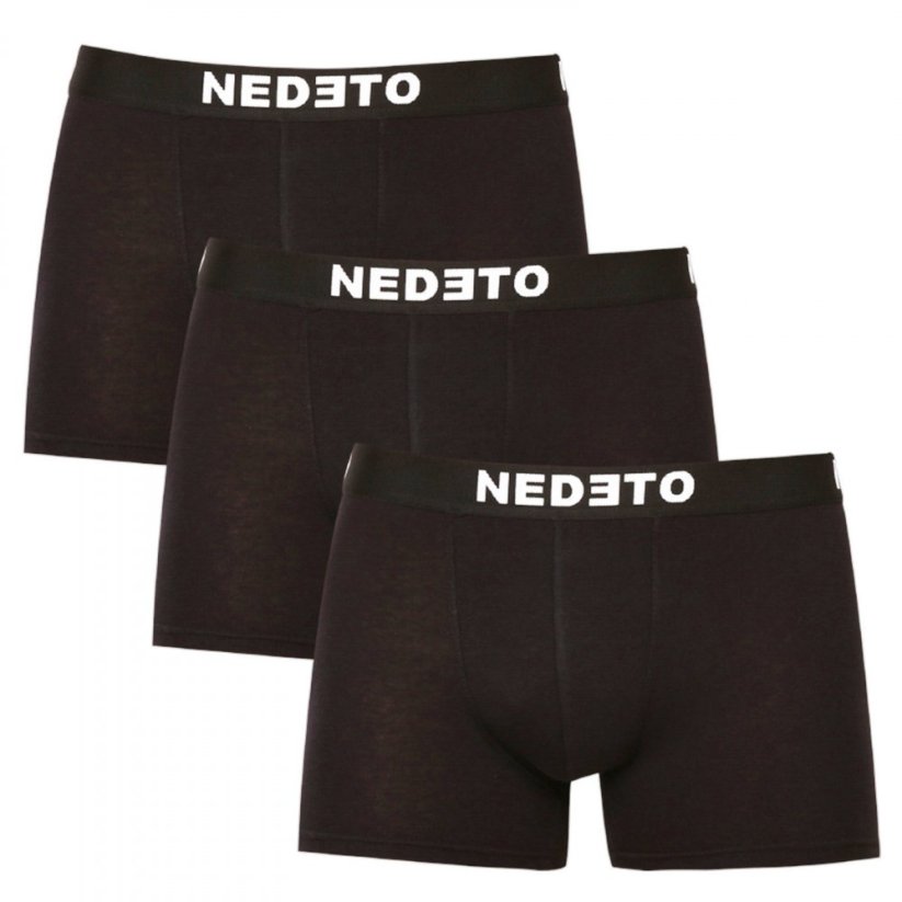 3PACK pánské boxerky Nedeto černé (3NDTB001-brand) - Velikost: L