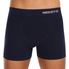 5PACK pánské boxerky Nedeto bezešvé bambusové modré (5NDTB002S) XL