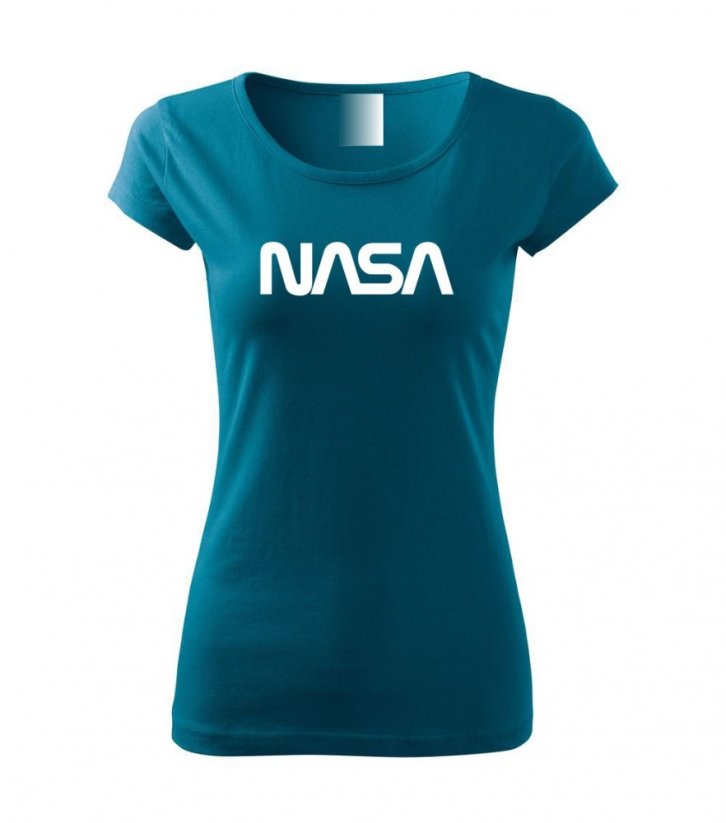 Dámské tričko - NASA - White - Barva: Petrolejová