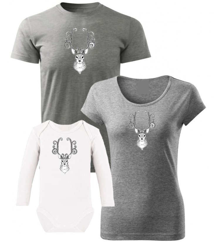 Vánoční rodinný set - Body s dlouhým rukávem - Jeleni