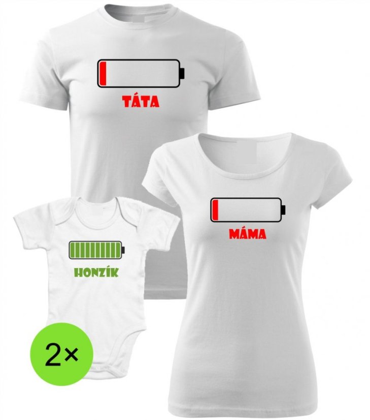 Rodinný set - Trička a 2x Body - Baterky