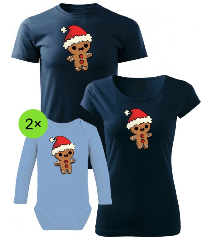 Vánoční rodinný set - 2x Body s dlouhým rukávem - Perníčci