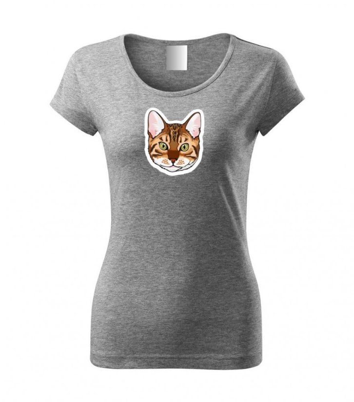 Dámské tričko - Kočka bengálská - Barva: Tmavě šedý melír
