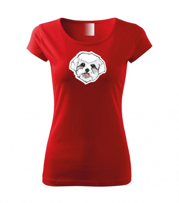 Dámské tričko - Maltézský psík - Barva: Červená