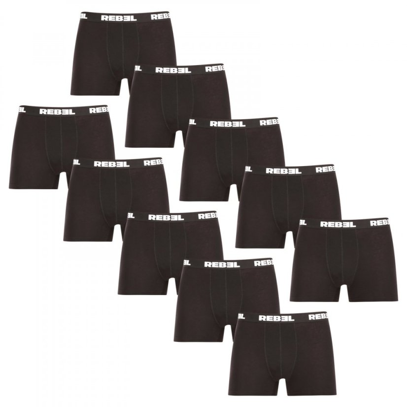 10PACK pánské boxerky Nedeto Rebel černé (10NBR001) XXL - Velikost: L