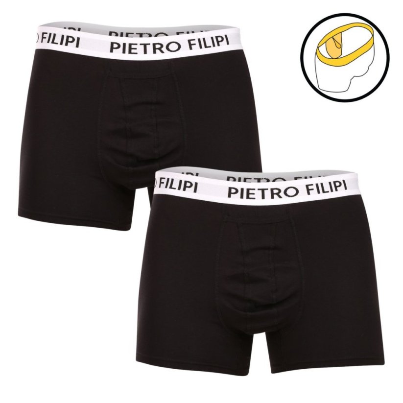 2PACK pánské boxerky Pietro Filipi balls holder černé (2BCL003) - Velikost: XL