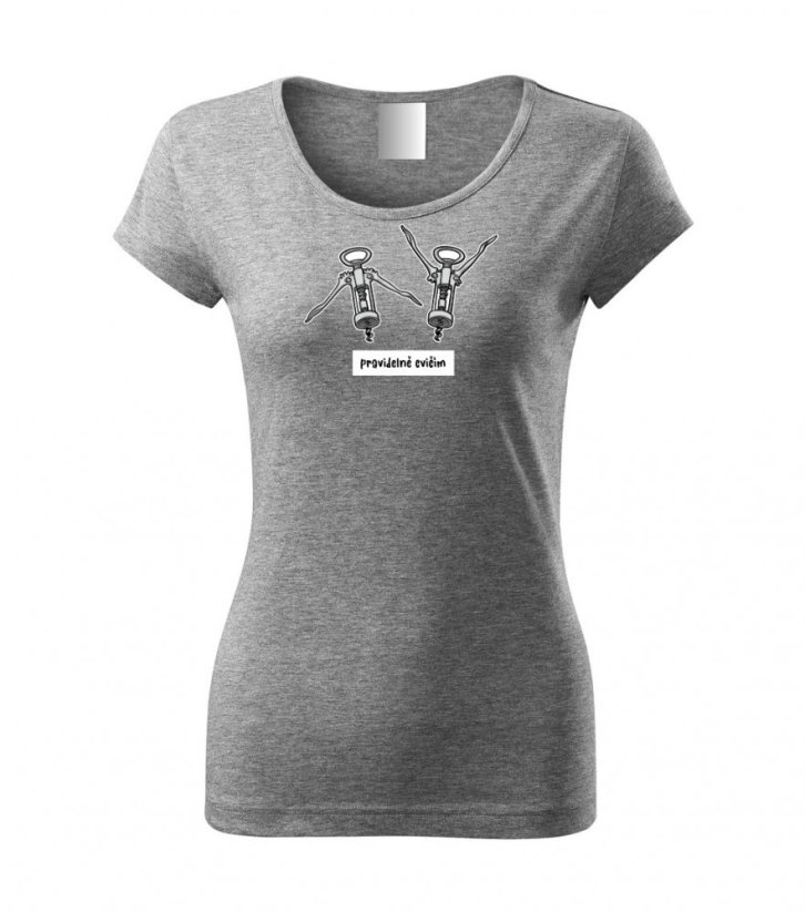 Dámské tričko - Cvičím pravidelně - Barva: Tmavě šedý melír