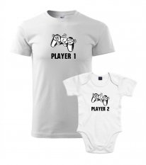 Rodinný set - Pánské tričko a Body - Player1 and Player2