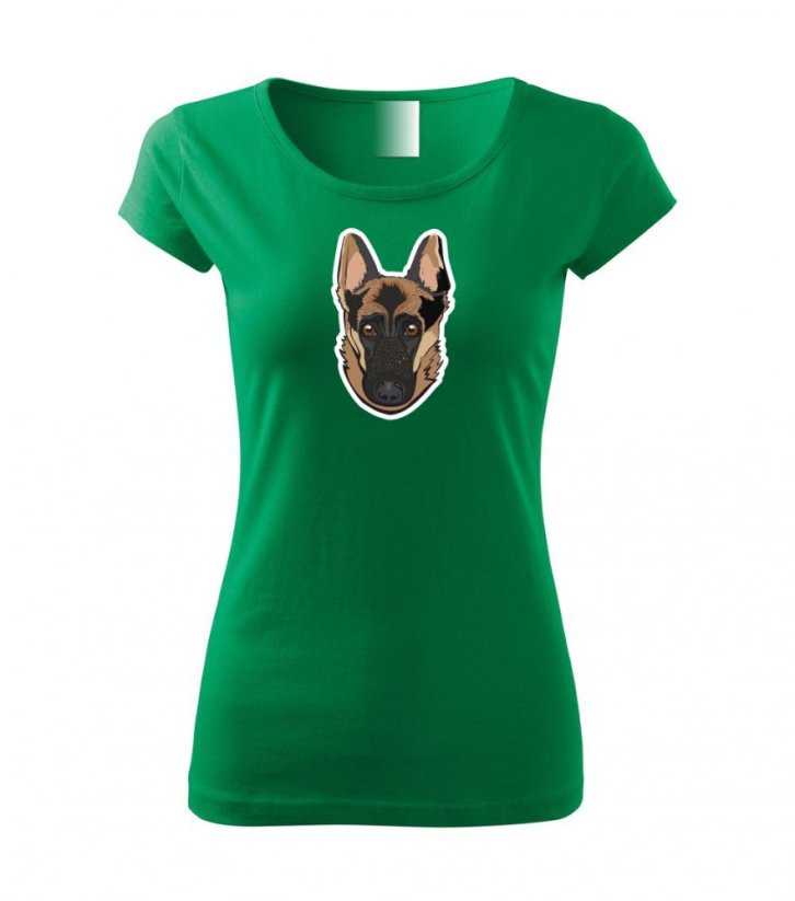 Dámské tričko - Německý ovčák - Barva: Středně zelená