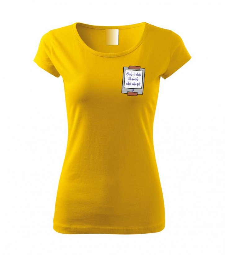 Dámské tričko - Chceš-li dlouho žíti - Barva: Žlutá