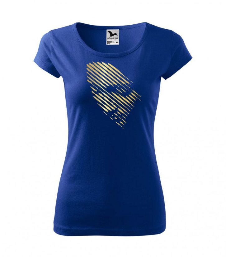 Dámské tričko - Obličej - Barva: Královská modrá/zlatá