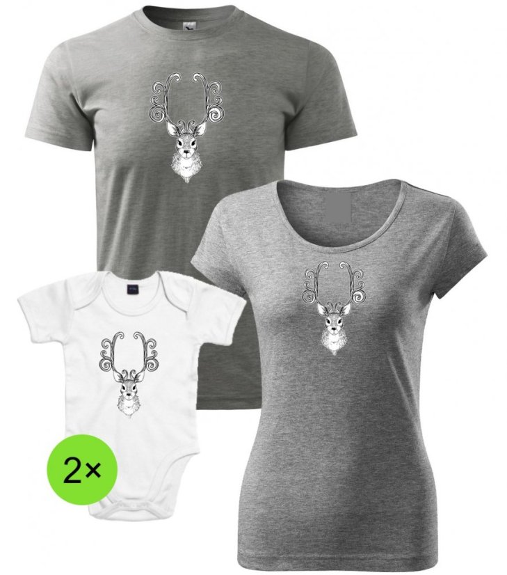 Vánoční rodinný set - 2x Body - Jeleni