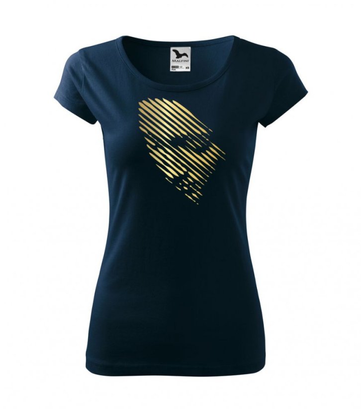 Dámské tričko - Obličej - Barva: Zlatá/Námořní modrá