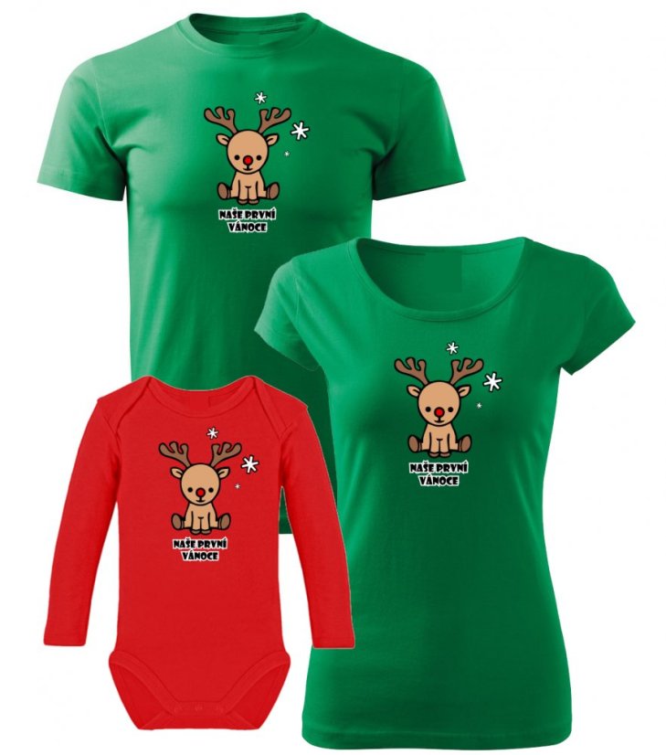 Vánoční rodinný set - Body s dlouhým rukávem - Sob - Naše první Vánoce