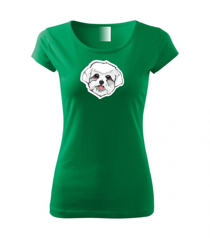Dámské tričko - Maltézský psík - Barva: Středně zelená