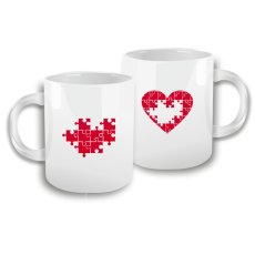 hrnečky pro páry - srdíčkové puzzlíky  - povidlo