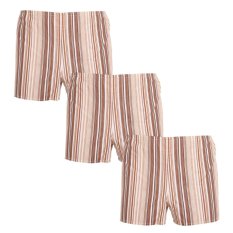 3PACK Klasické pánské trenky Foltýn hnědé s proužky nadrozměr (3xKN77)