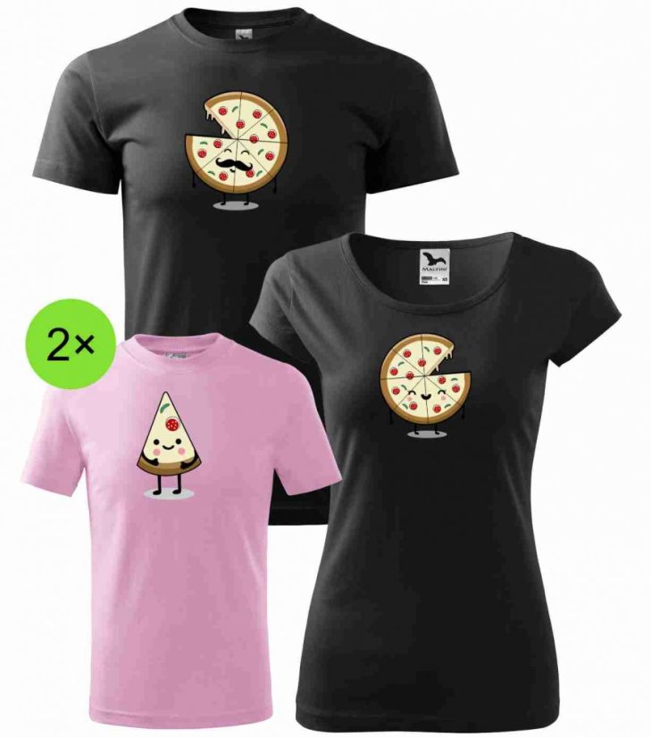 Rodinný set - 4x Tričko - Pizza Rodinný set - 4x Tričko - Pizza