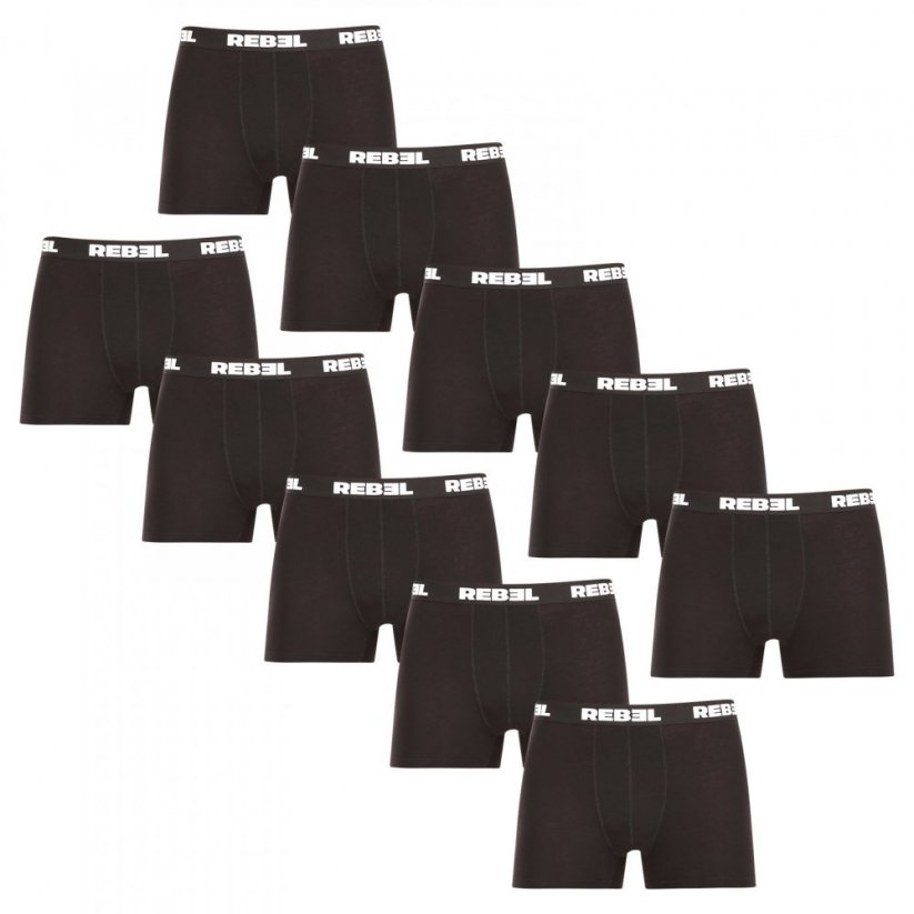 10PACK pánské boxerky Nedeto Rebel černé (10NBR001) - Velikost: S
