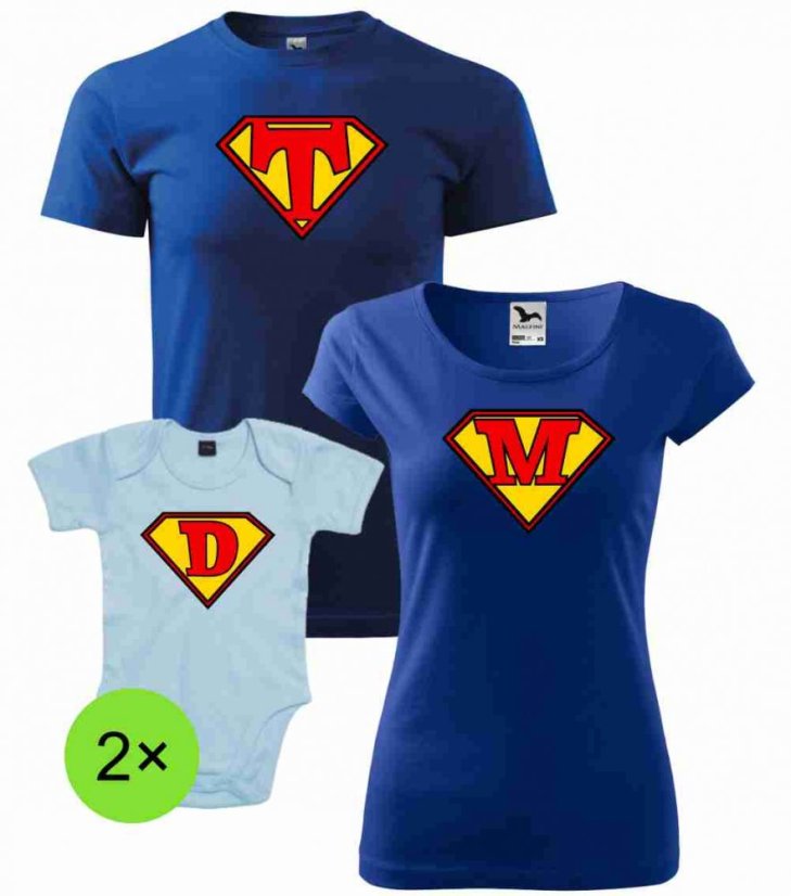 Rodinný set - Trička a 2x Body - Super rodina