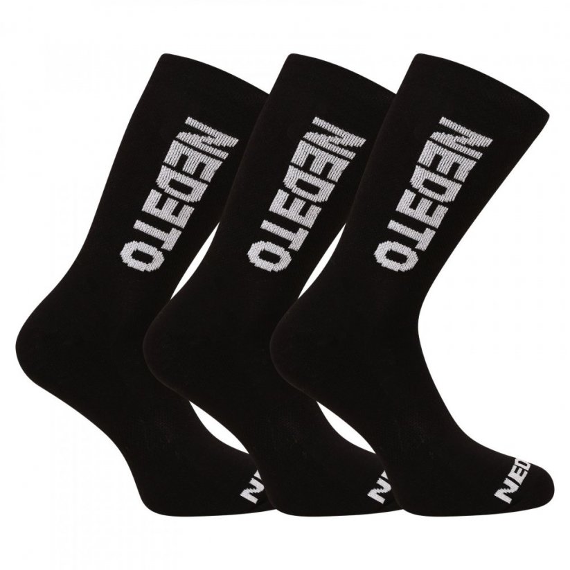 3PACK ponožky Nedeto vysoké černé (3NDTP001-brand) - Velikost: M