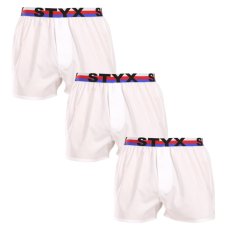 3PACK pánské trenky Styx sportovní guma bílé trikolóra (3B2061)
