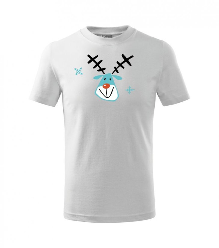 dětské tričko s vánočním motivem - modrý jelen - Povidlo