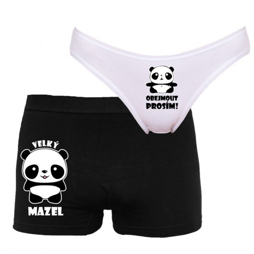 spodní prádlo pro páry - panda velký mazel - povidlo