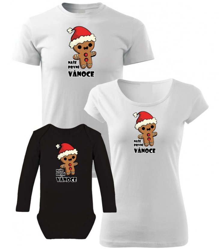 Vánoční rodinný set - Body s dlouhým rukávem - Perníček