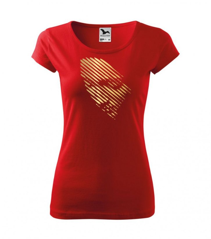 Dámské tričko - Obličej - Barva: Zlatá/Červená