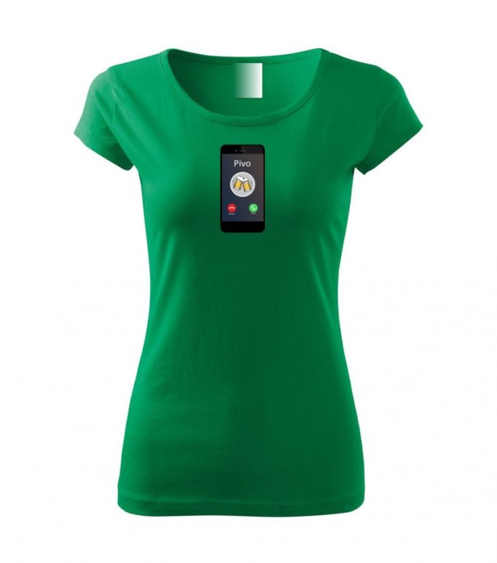 Dámské tričko - Pivo volá - Barva: Středně zelená