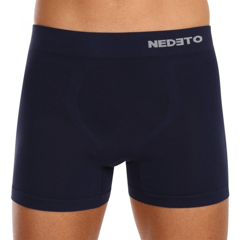 5PACK pánské boxerky Nedeto bezešvé bambusové modré (5NDTB002S) XL