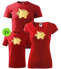 Rodinný set - 4x Tričko - Zlaté prasiatka