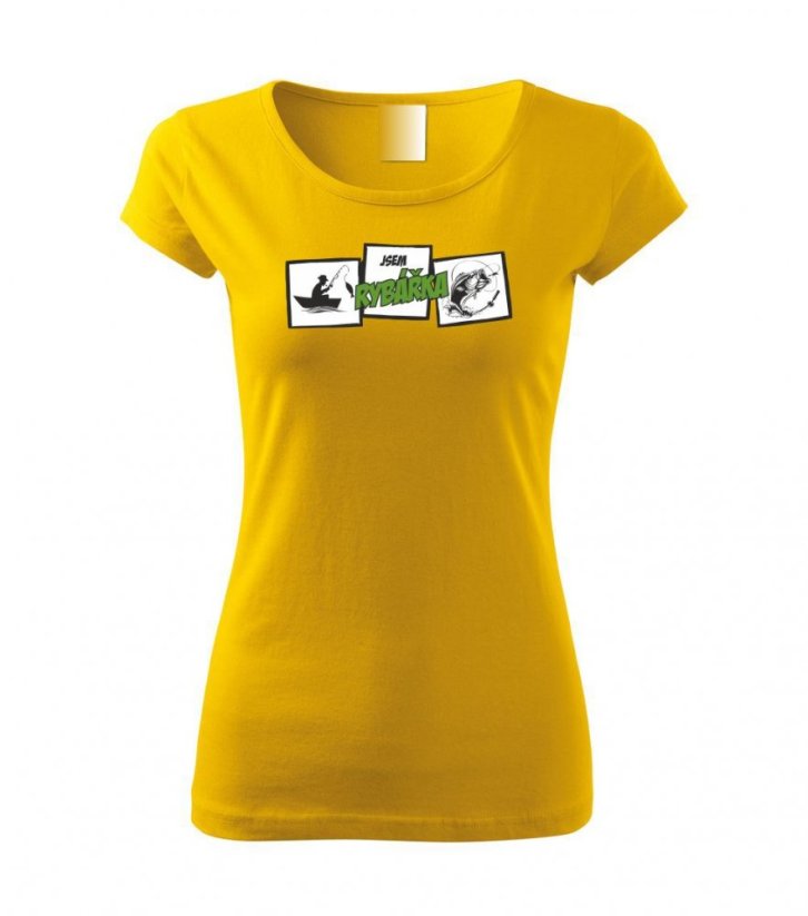Dámské tričko - Jsem rybářka - Barva: Žlutá