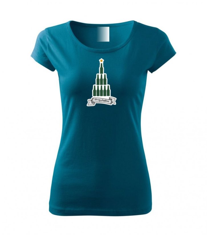 Dámské tričko - Beery Christmas - Barva: Petrolejová