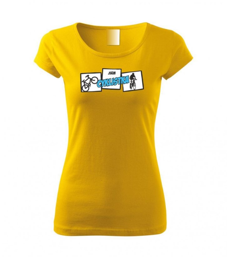 Dámské tričko - Jsem cyklistka - Barva: Žlutá