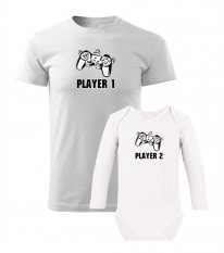 Rodinný set - Pánské tričko a body s dlouhým rukávem - Player1 and Player2